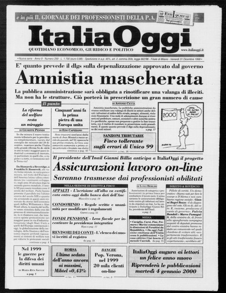 Italia oggi : quotidiano di economia finanza e politica